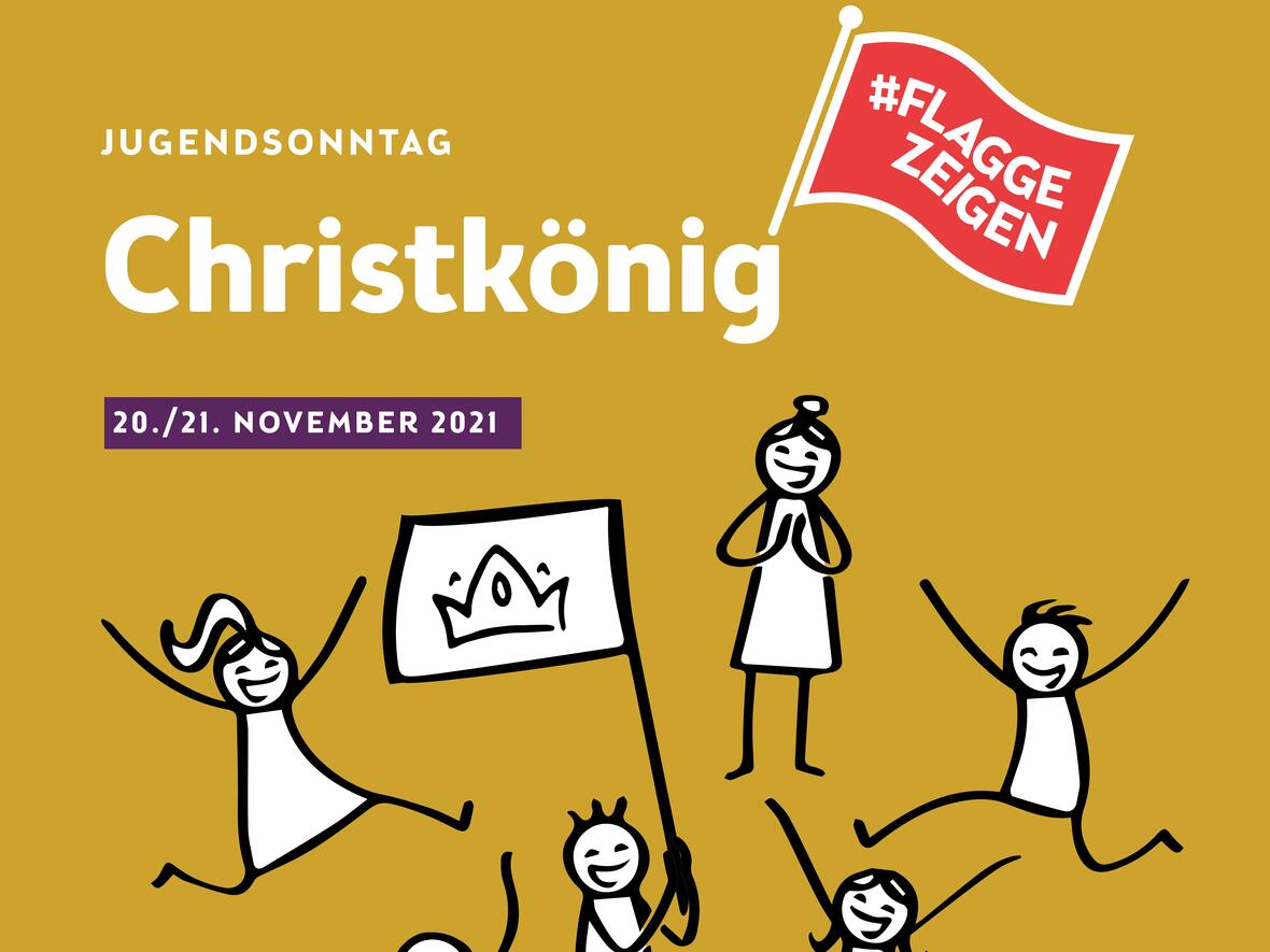 Jugendliche zeigen am Christkönigssonntag Flagge