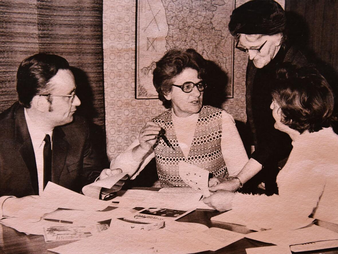 Aus dem Archiv: Redaktionssitzung der Vereinszeitschrift St. Verena im Jahr 1971.
