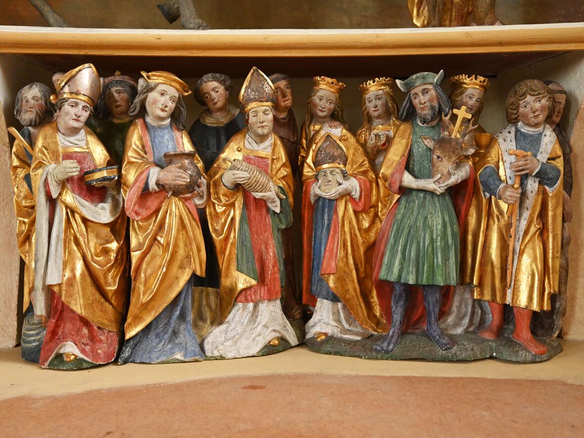 Die Darstellung der vierzehn Nothelfer stammt aus dem frühen 16. Jahrhundert.